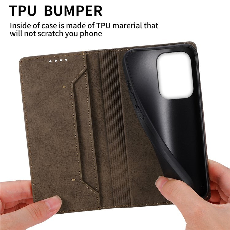 DF-05 For Oppo Reno13 5G (Global) Wallet Case RFID Blocking PU Leather Phone Cover - Brown