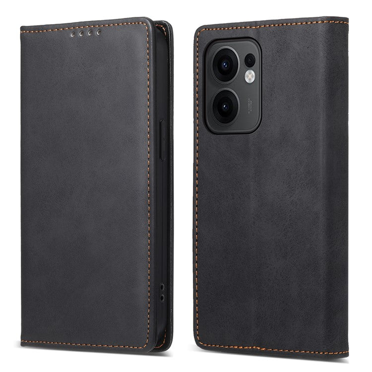 For Oppo Reno13 F 5G Wallet Case RFID Blocking PU Leather Phone Cover - Black