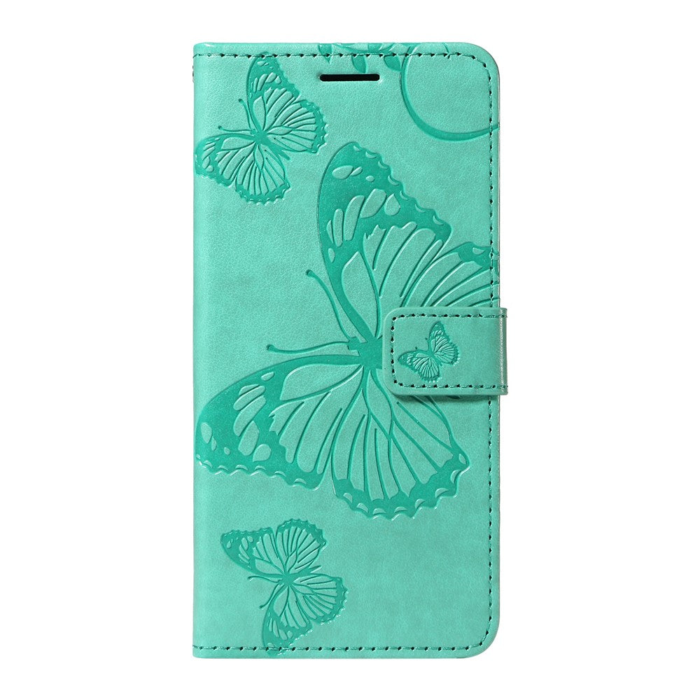 For Oppo Reno13 5G (Global) Wallet Case Floral Butterfly Imprinted Leather Phone Cover Stand - Green