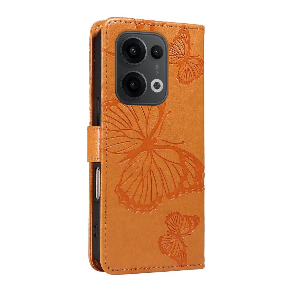 For Oppo Reno13 5G (Global) Wallet Case Floral Butterfly Imprinted Leather Phone Cover Stand - Yellow