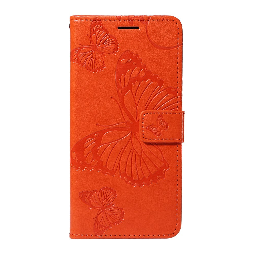 For Oppo Reno13 Pro 5G Wallet Case Floral Butterfly Imprinted Leather Phone Cover Stand - Orange