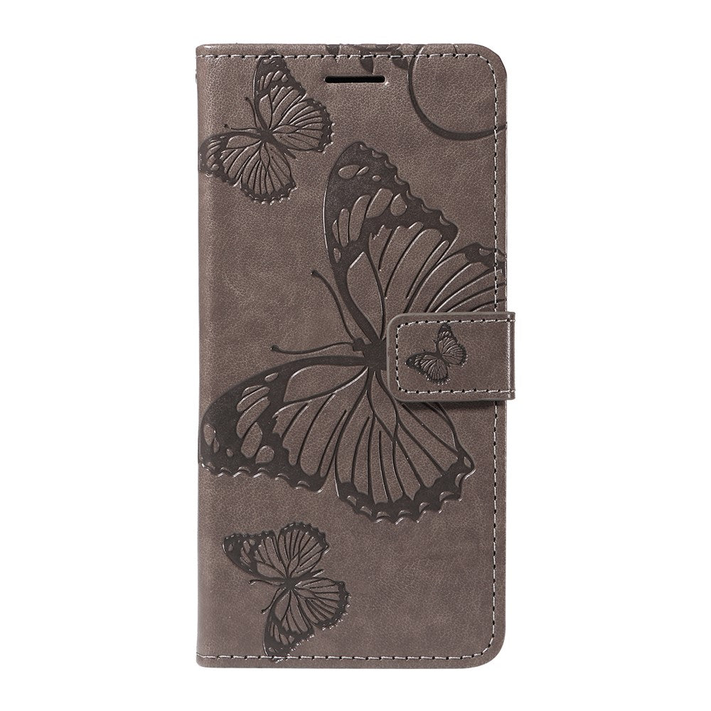 For Oppo Reno13 Pro 5G Wallet Case Floral Butterfly Imprinted Leather Phone Cover Stand - Grey