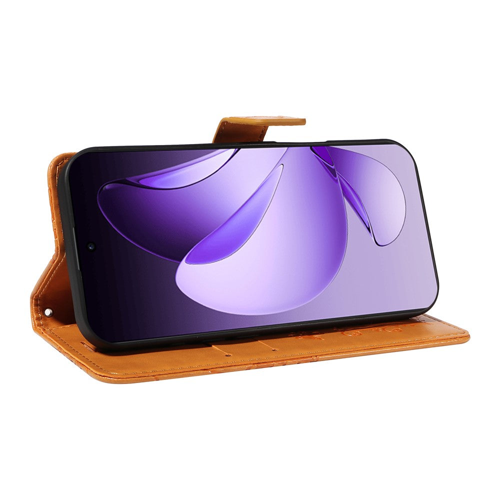 For Oppo Reno13 Pro 5G Wallet Case Floral Butterfly Imprinted Leather Phone Cover Stand - Yellow