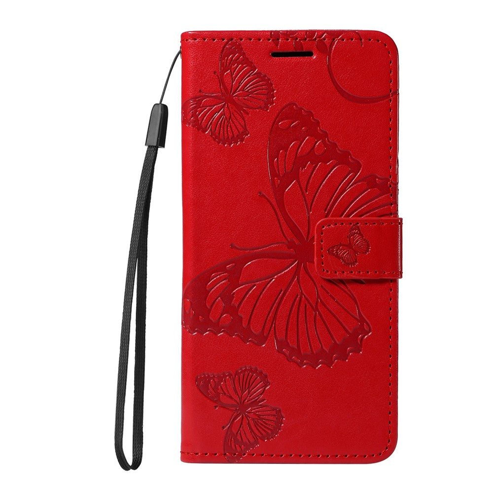 For Oppo Reno13 Pro 5G Wallet Case Floral Butterfly Imprinted Leather Phone Cover Stand - Red