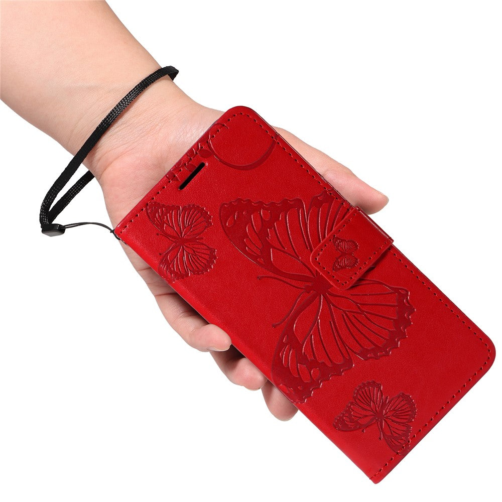 For Oppo Reno13 Pro 5G Wallet Case Floral Butterfly Imprinted Leather Phone Cover Stand - Red