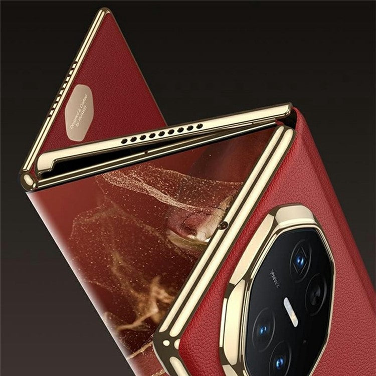 GKK For Huawei Mate XT Ultimate Case Leather Flip Phone Cover with Kickstand / View Window - Red