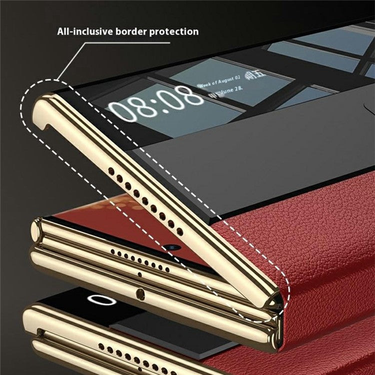 GKK For Huawei Mate XT Ultimate Case Leather Flip Phone Cover with Kickstand / View Window - Black