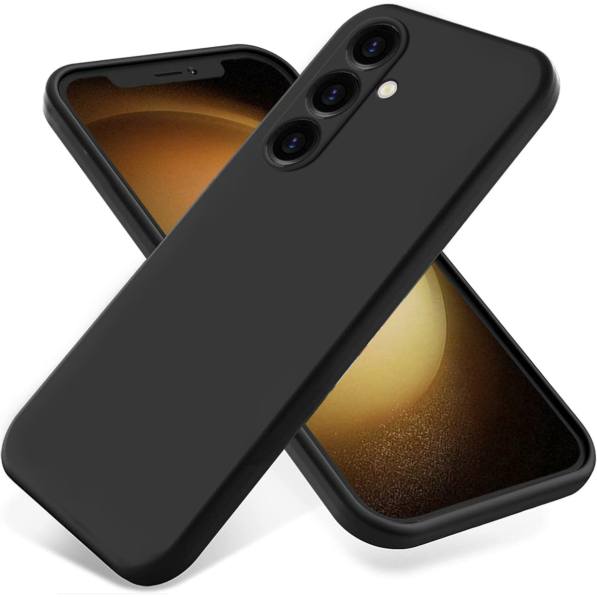 For Samsung Galaxy M14 4G Case Liquid Silicone Phone Back Cover with Hand Strap - Black
