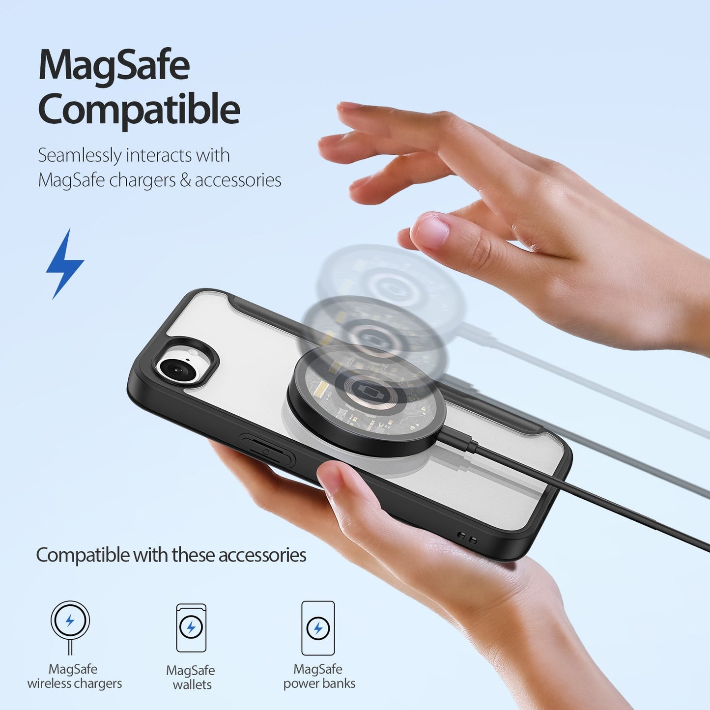 For iPhone SE (2025) Leather Case DUX DUCIS Skin X Pro Series Stand Cover Compatible with MagSafe - Black