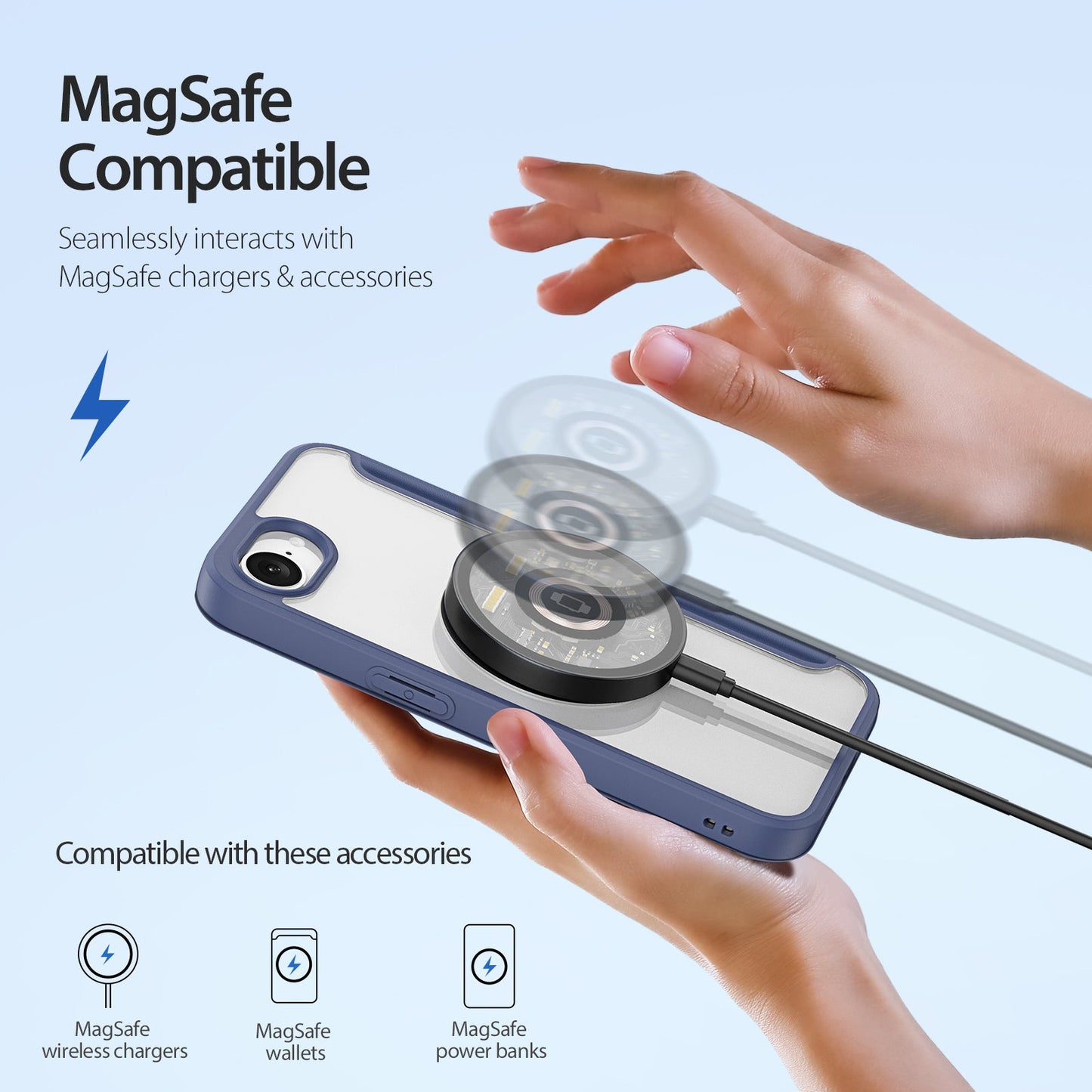 For iPhone SE (2025) Leather Case DUX DUCIS Skin X Pro Series Stand Cover Compatible with MagSafe - Blue