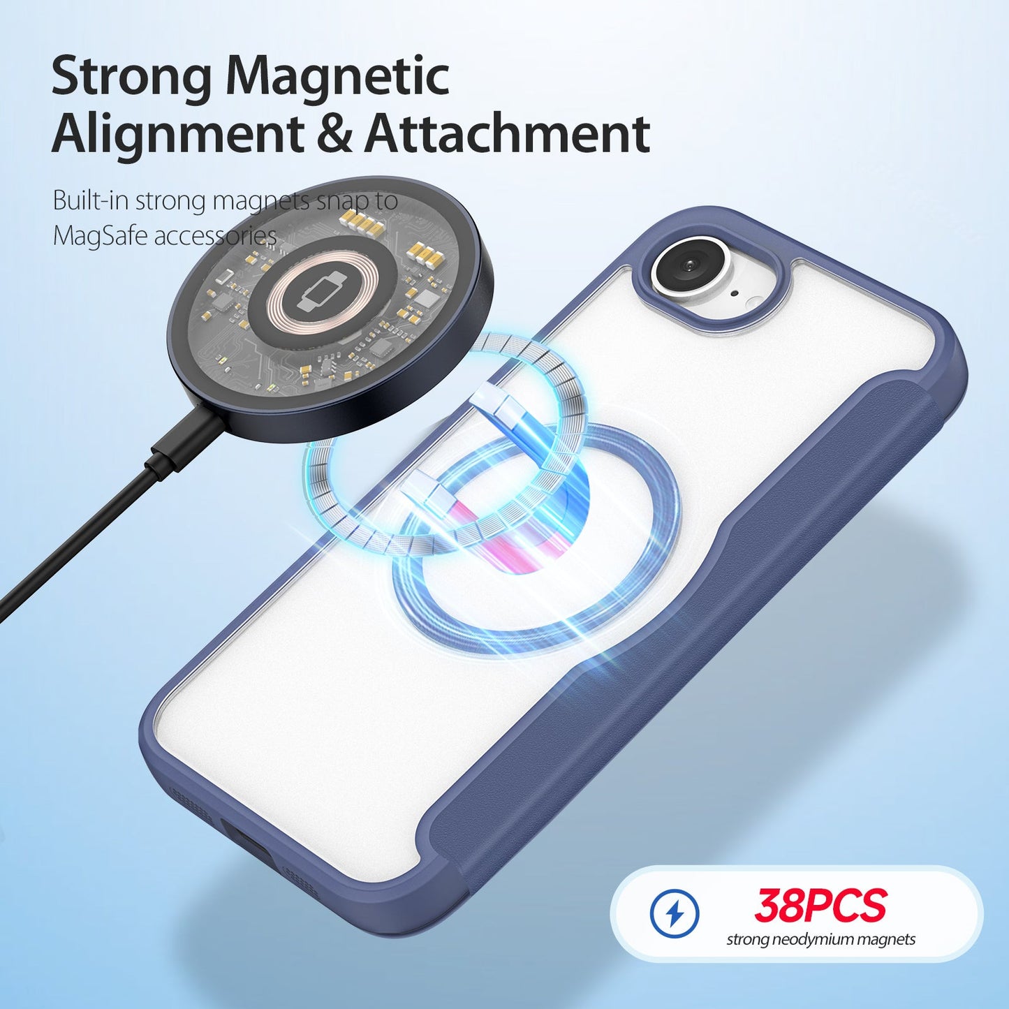 For iPhone 16e Leather Case DUX DUCIS Skin X Pro Series Stand Cover Compatible with MagSafe - Blue