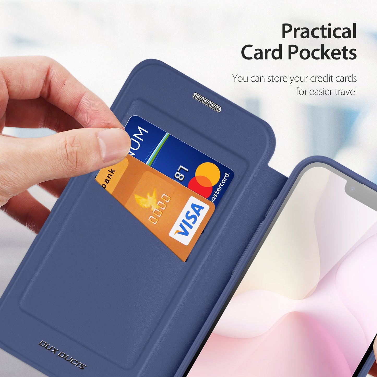 For iPhone SE (2025) Leather Case DUX DUCIS Skin X Pro Series Stand Cover Compatible with MagSafe - Blue