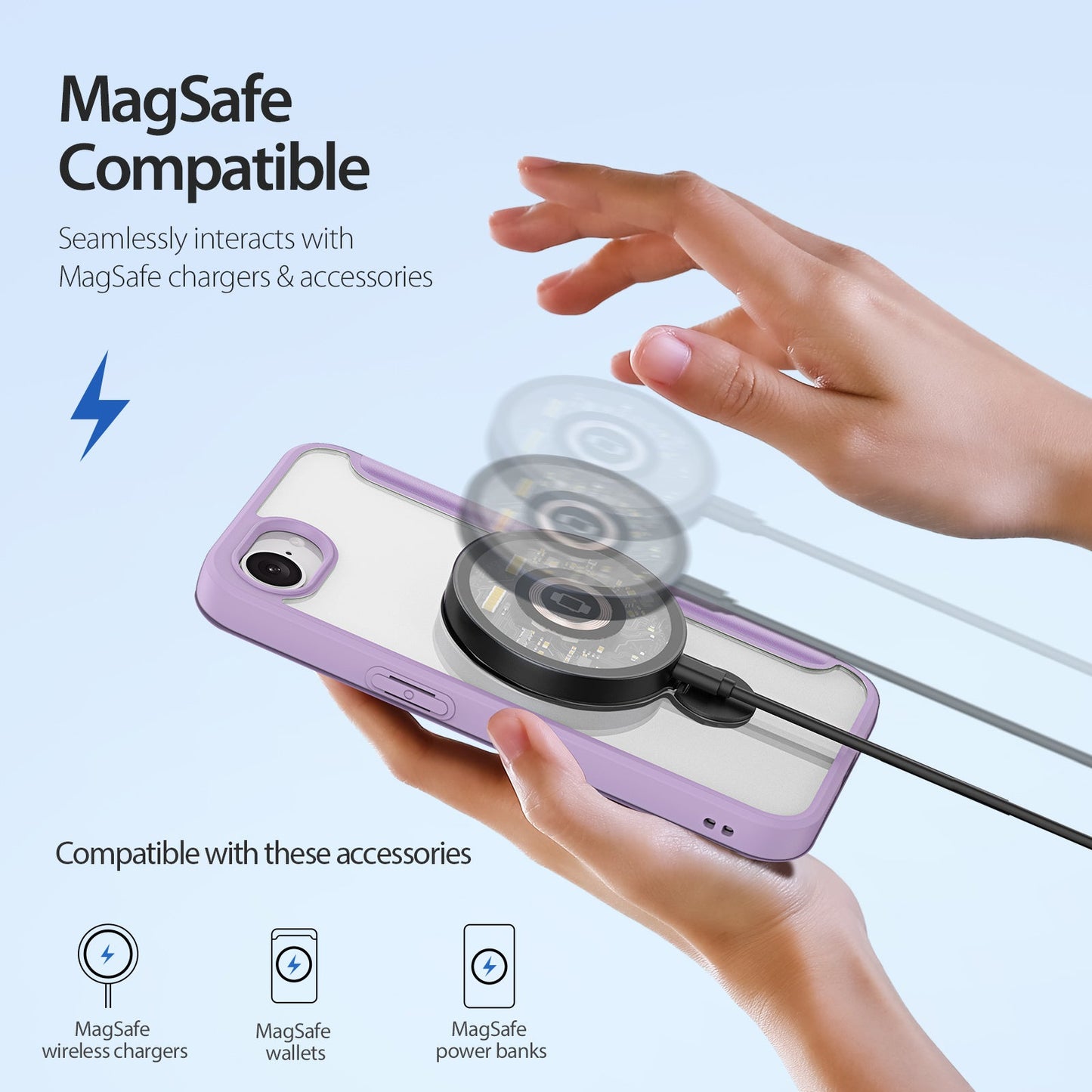 For iPhone 16e Leather Case DUX DUCIS Skin X Pro Series Stand Cover Compatible with MagSafe - Purple Pink