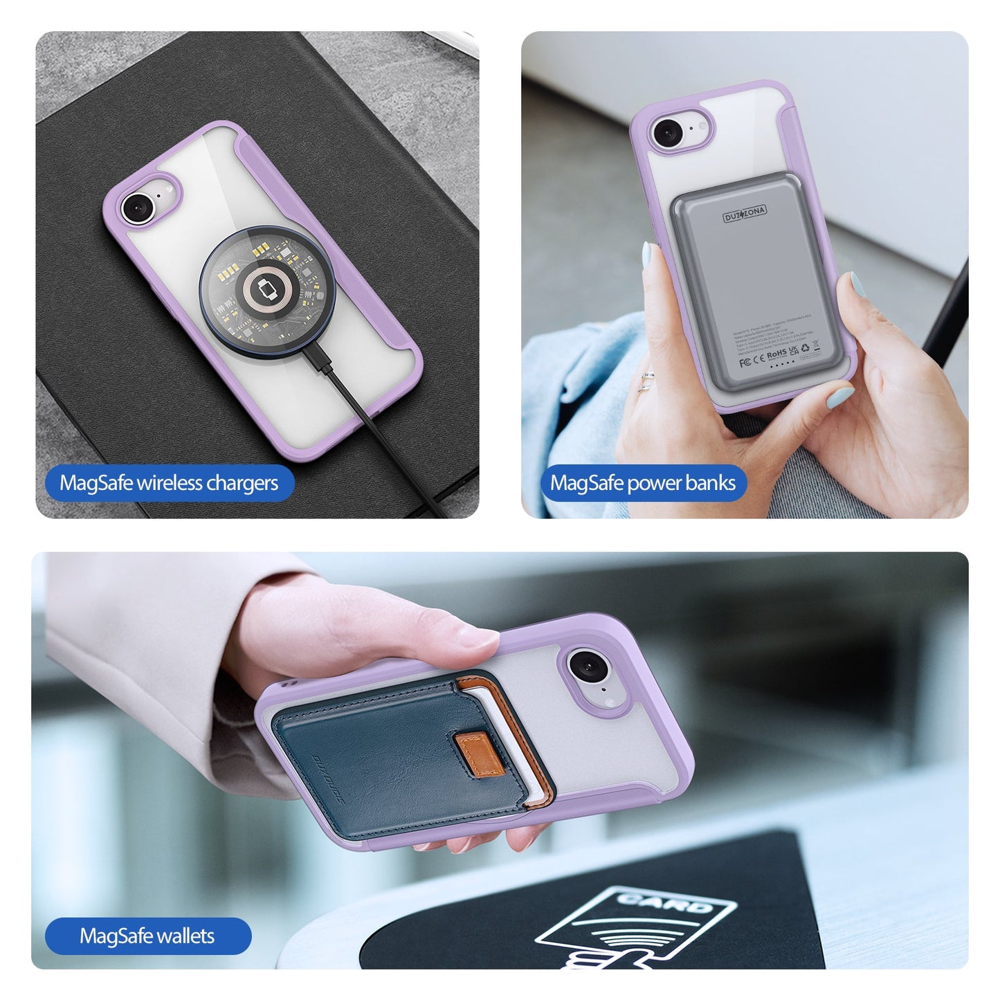 For iPhone SE (2025) Leather Case DUX DUCIS Skin X Pro Series Stand Cover Compatible with MagSafe - Purple Pink