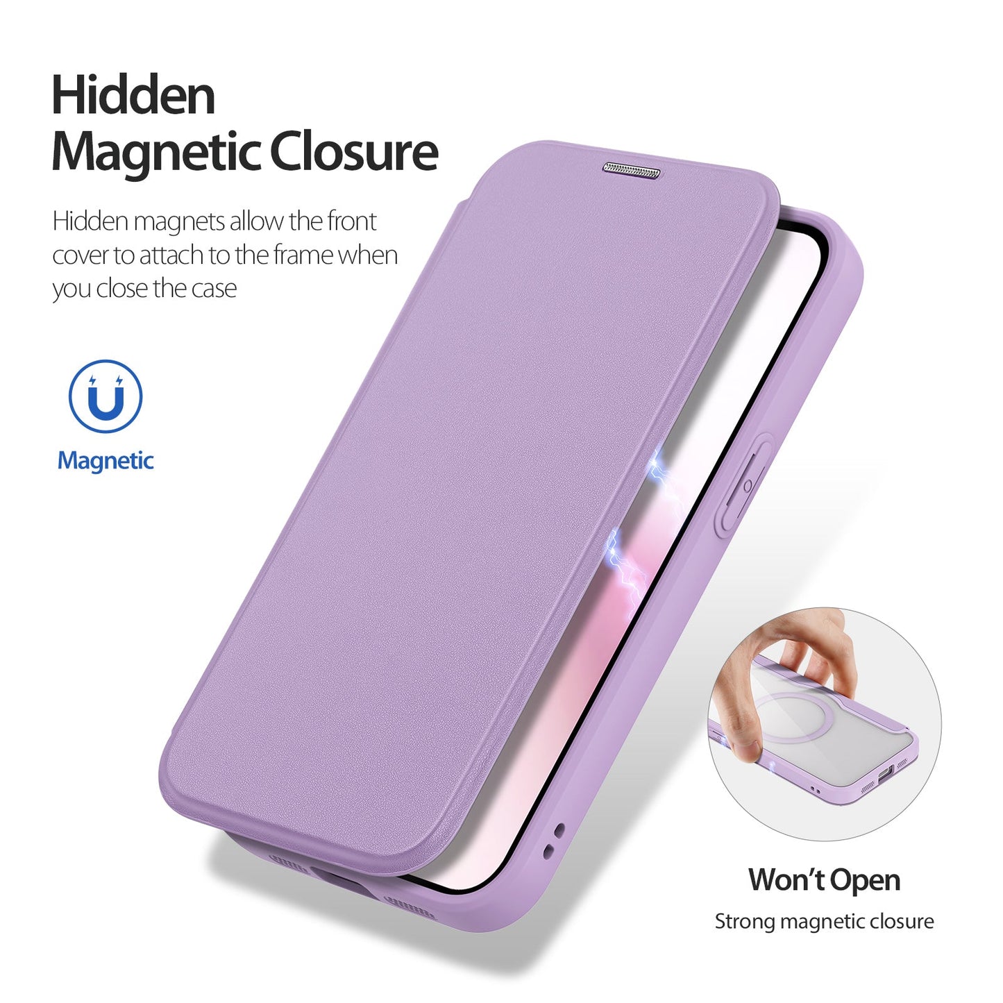 For iPhone SE (2025) Leather Case DUX DUCIS Skin X Pro Series Stand Cover Compatible with MagSafe - Purple Pink