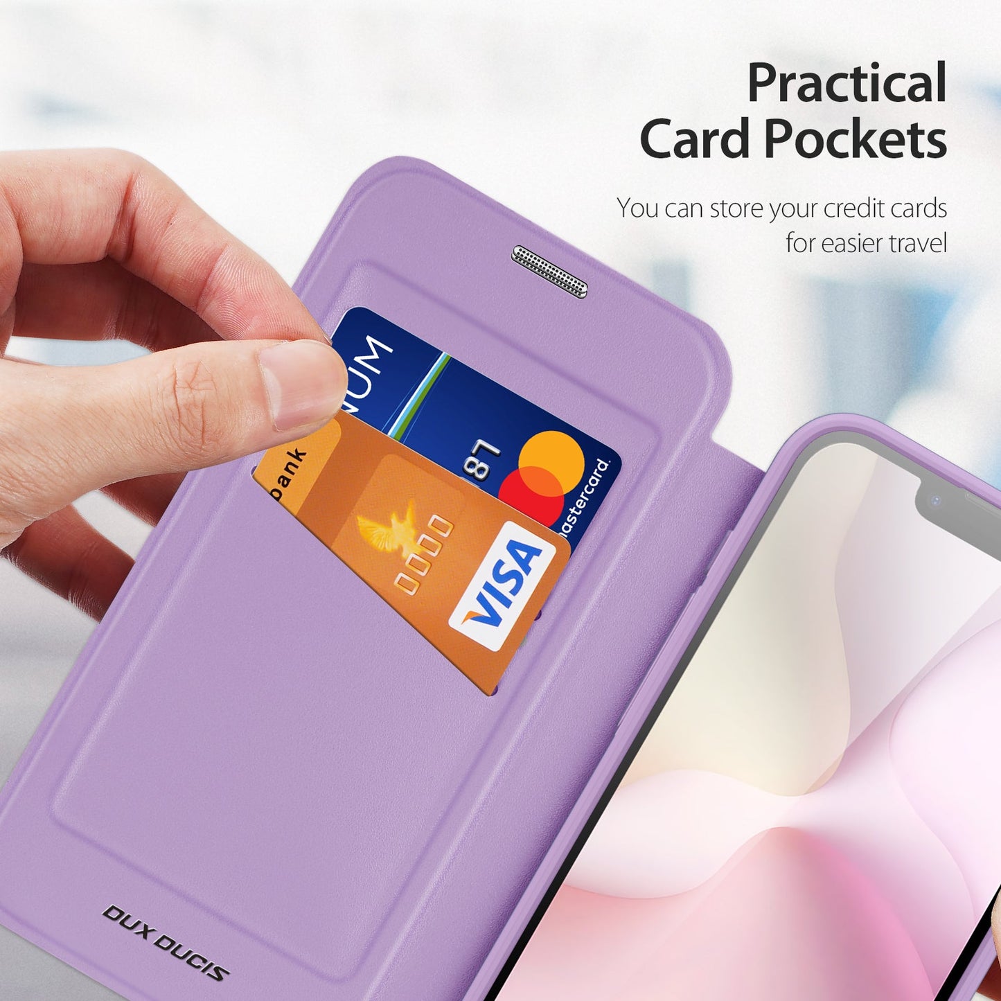 For iPhone 16e Leather Case DUX DUCIS Skin X Pro Series Stand Cover Compatible with MagSafe - Purple Pink