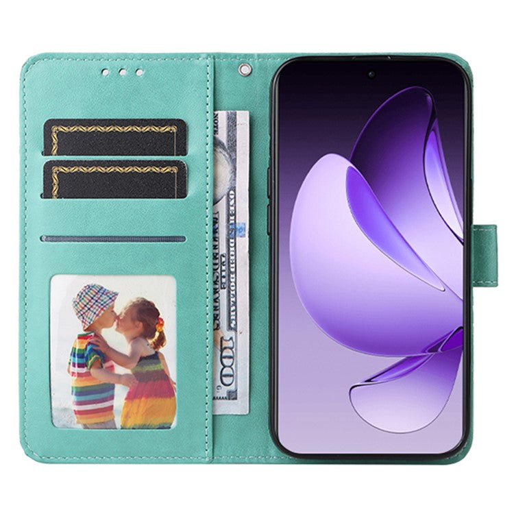 For Oppo Reno13 Pro 5G Case Sunflower Imprint Leather Wallet Phone Cover - Green