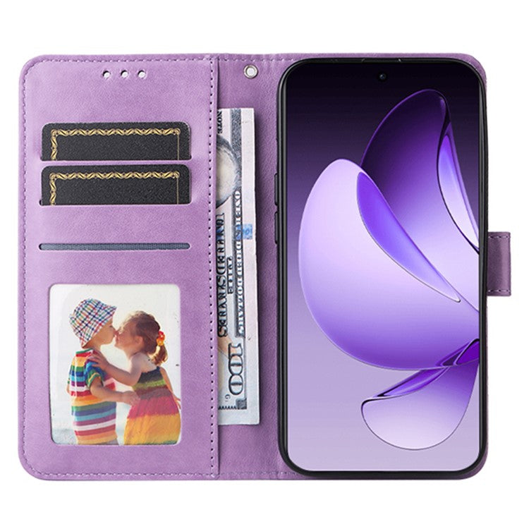 For Oppo Reno13 Pro 5G Case Sunflower Imprint Leather Wallet Phone Cover - Purple