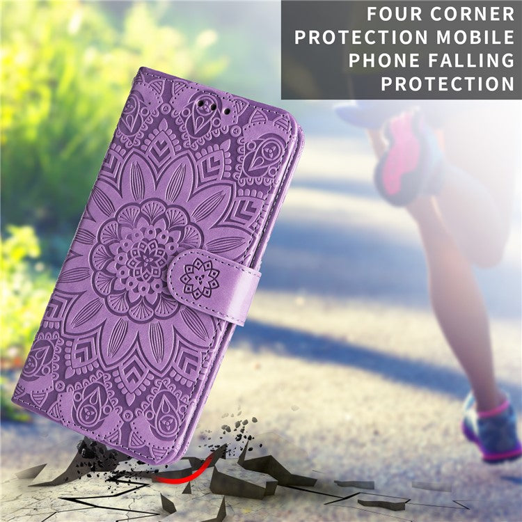 For Oppo Reno13 Pro 5G Case Sunflower Imprint Leather Wallet Phone Cover - Purple