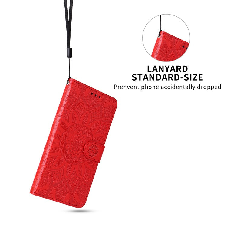For Oppo Reno13 Pro 5G Case Sunflower Imprint Leather Wallet Phone Cover - Red