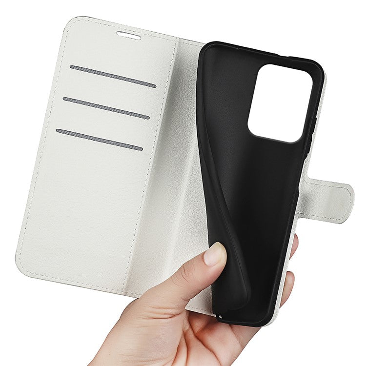 For Oppo Reno13 F 5G Case Litchi Texture Shockproof Leather Wallet Phone Cover - White