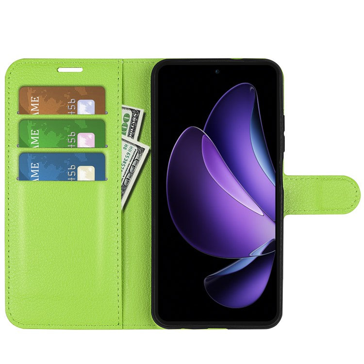 For Oppo Reno13 F 5G Case Litchi Texture Shockproof Leather Wallet Phone Cover - Green