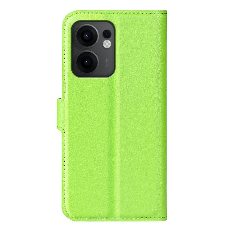 For Oppo Reno13 F 5G Case Litchi Texture Shockproof Leather Wallet Phone Cover - Green