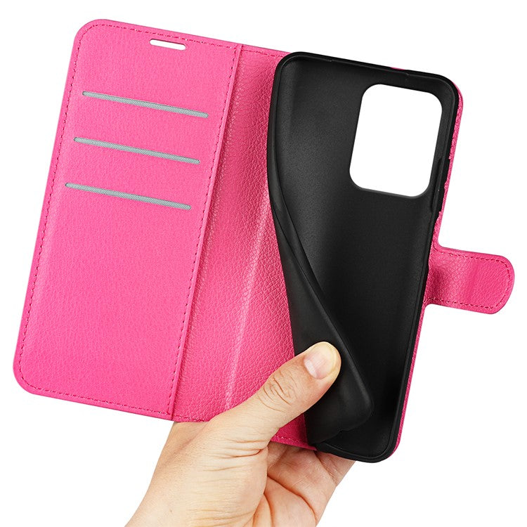 For Oppo Reno13 F 5G Case Litchi Texture Shockproof Leather Wallet Phone Cover - Rose