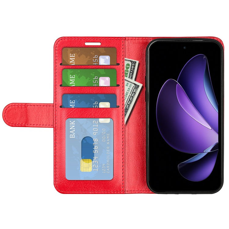 For Oppo Reno13 F 5G Wallet Case Crazy Horse Texture Stand Leather Phone Cover - Red