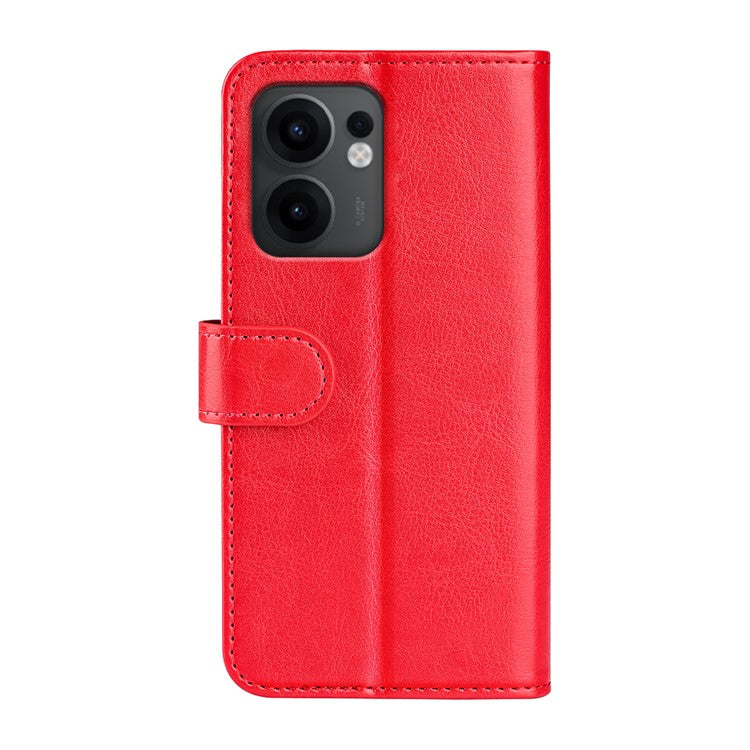 For Oppo Reno13 F 5G Wallet Case Crazy Horse Texture Stand Leather Phone Cover - Red