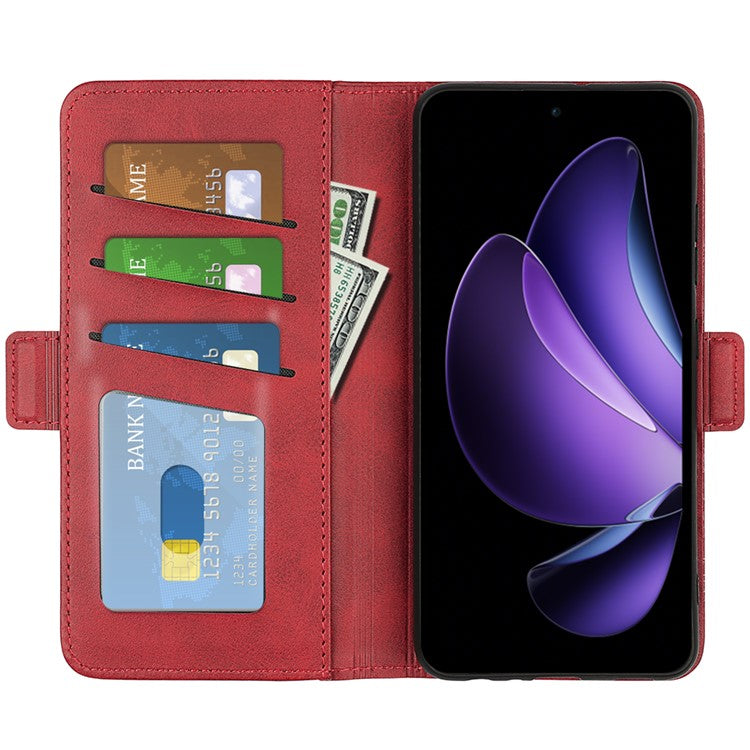For Oppo Reno13 F 5G Stand Case Calf Texture Leather Wallet Phone Cover - Red