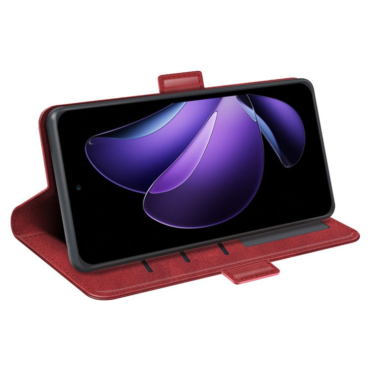 For Oppo Reno13 F 5G Stand Case Calf Texture Leather Wallet Phone Cover - Red