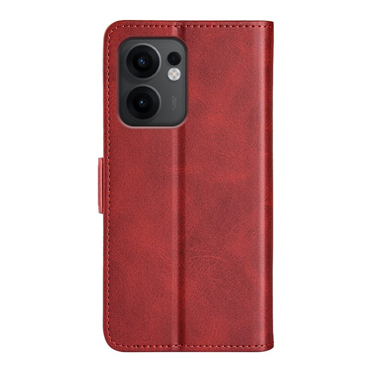 For Oppo Reno13 F 5G Stand Case Calf Texture Leather Wallet Phone Cover - Red