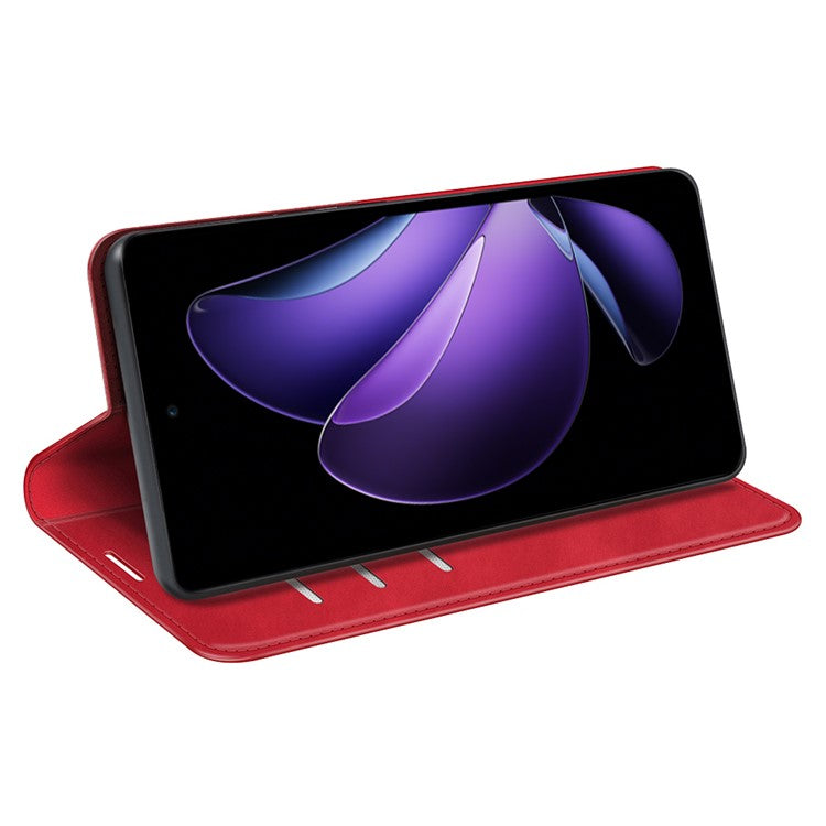 For Oppo Reno13 F 5G Case Skin Touch Leather Wallet Phone Cover - Red