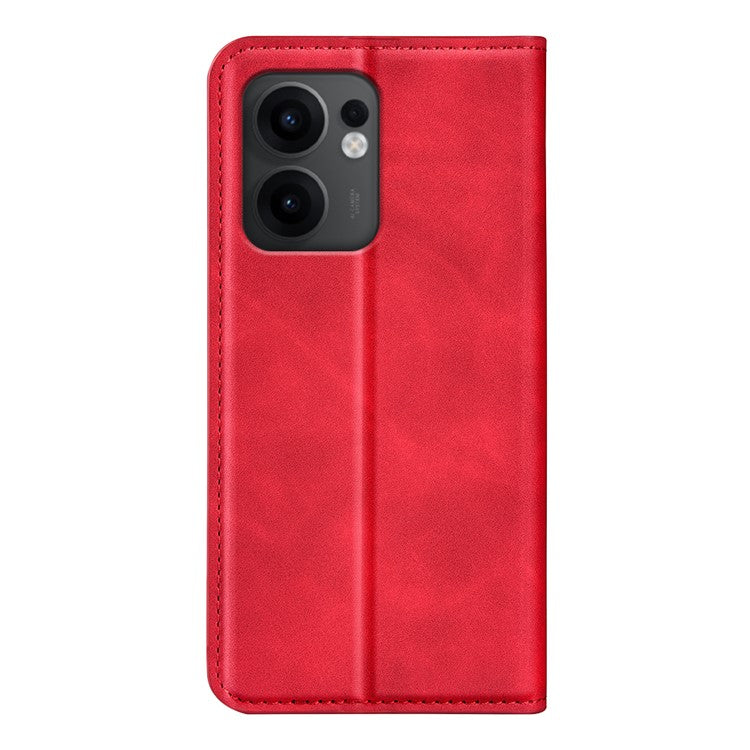 For Oppo Reno13 F 5G Case Skin Touch Leather Wallet Phone Cover - Red