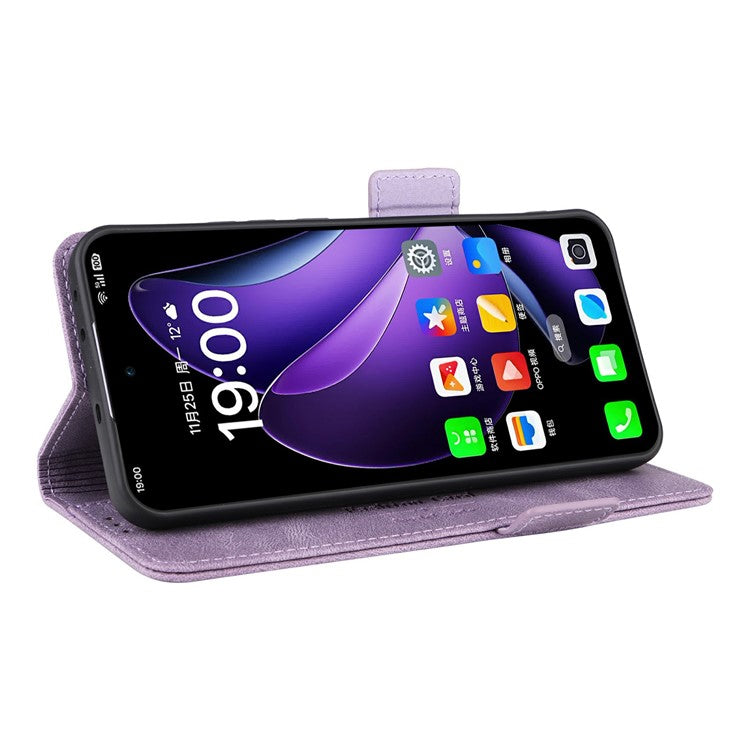 For Oppo Reno13 Pro 5G Case Leather Wallet Flip Phone Cover with Hardware Decor - Purple