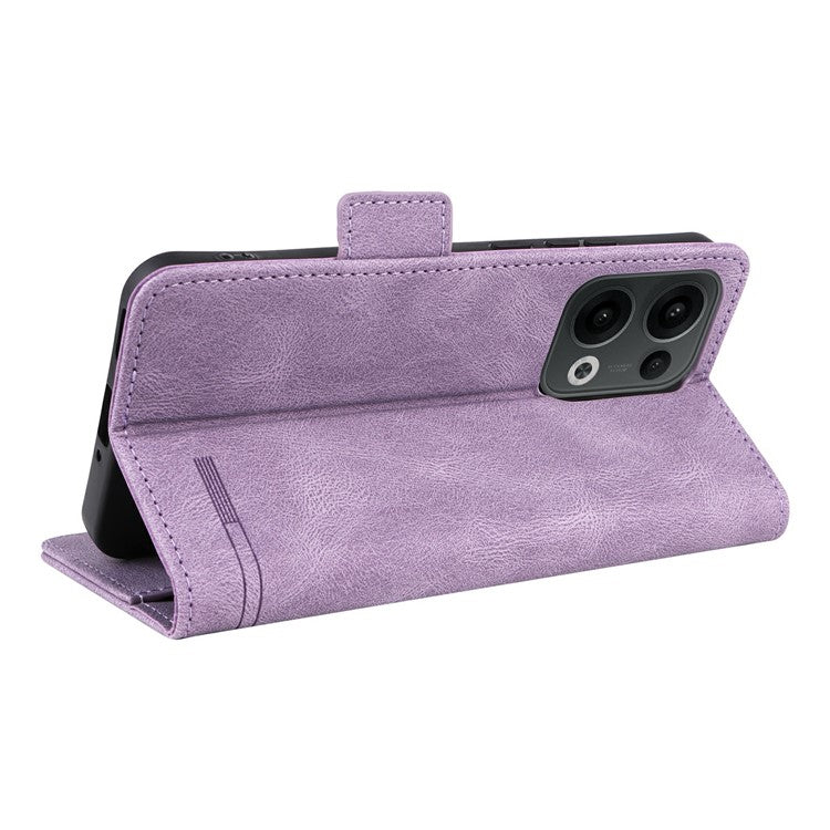 For Oppo Reno13 Pro 5G Case Leather Wallet Flip Phone Cover with Hardware Decor - Purple