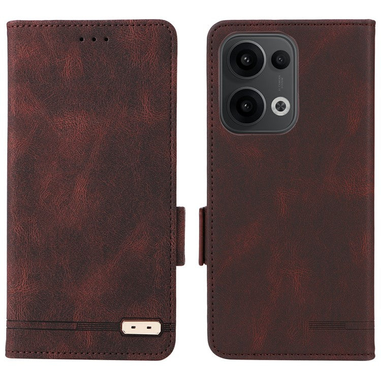 For Oppo Reno13 Pro 5G Case Leather Wallet Flip Phone Cover with Hardware Decor - Coffee