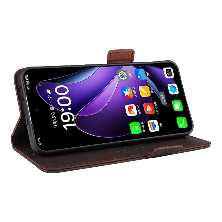 For Oppo Reno13 Pro 5G Case Leather Wallet Flip Phone Cover with Hardware Decor - Coffee