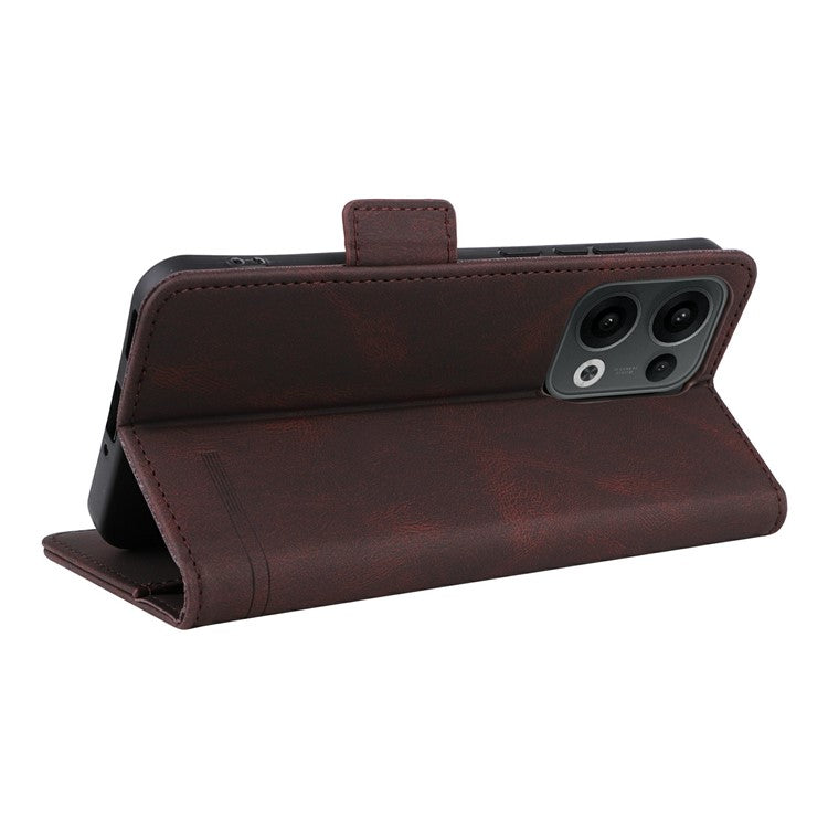 For Oppo Reno13 Pro 5G Case Leather Wallet Flip Phone Cover with Hardware Decor - Coffee