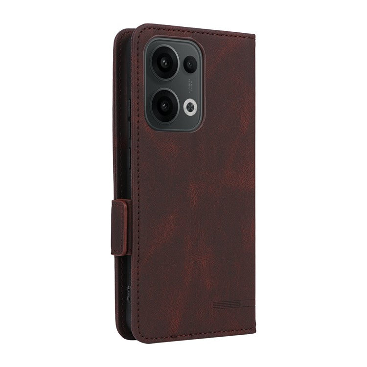 For Oppo Reno13 Pro 5G Case Leather Wallet Flip Phone Cover with Hardware Decor - Coffee