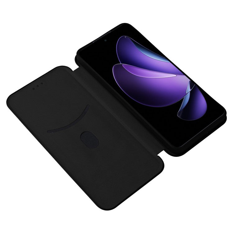 For Oppo Reno13 F 5G Case Carbon Fiber Texture Drop-Proof PU Leather Phone Cover - Black