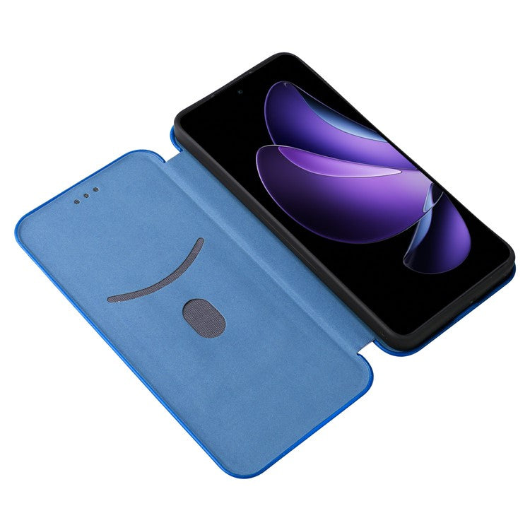 For Oppo Reno13 F 5G Case Carbon Fiber Texture Drop-Proof PU Leather Phone Cover - Blue