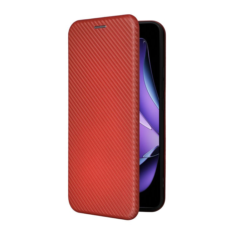 For Oppo Reno13 F 5G Case Carbon Fiber Texture Drop-Proof PU Leather Phone Cover - Brown