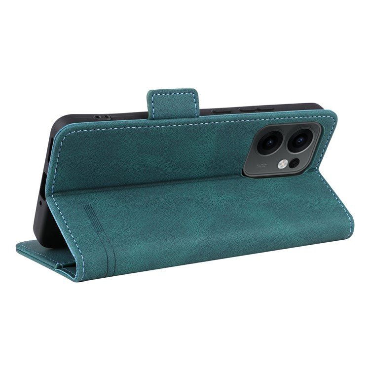 For Oppo Reno13 F 5G Case Leather Wallet Flip Phone Cover with Hardware Decor - Blue