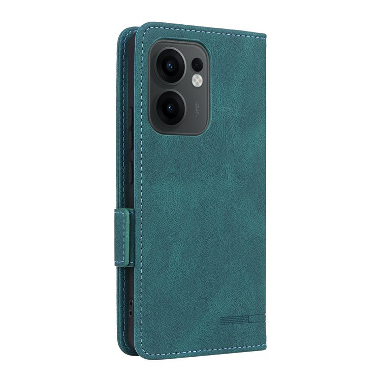 For Oppo Reno13 F 5G Case Leather Wallet Flip Phone Cover with Hardware Decor - Blue