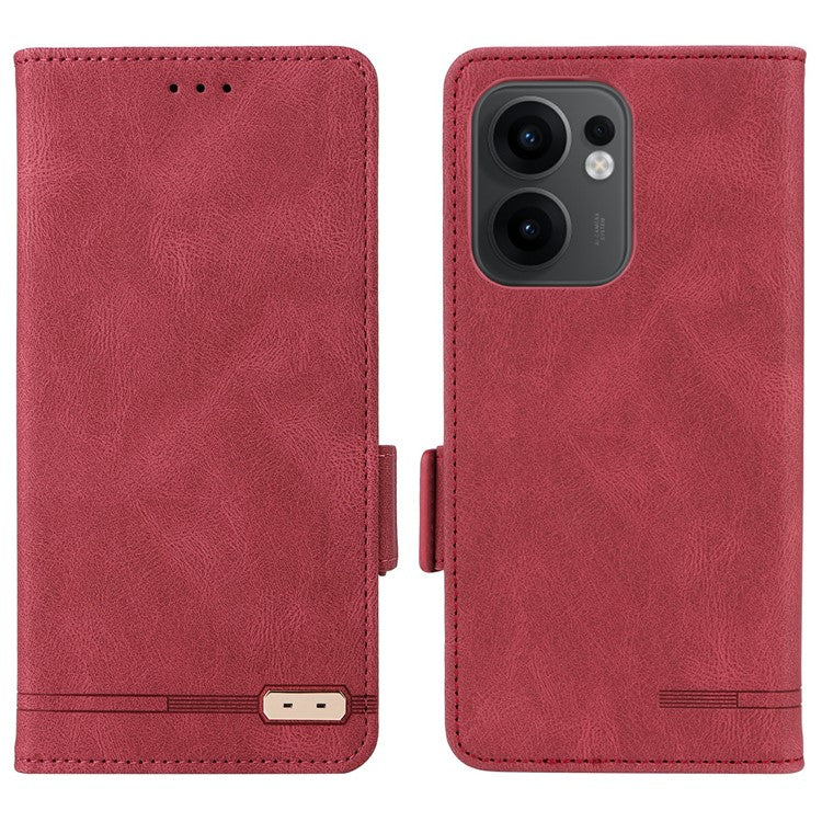 For Oppo Reno13 F 5G Case Leather Wallet Flip Phone Cover with Hardware Decor - Rose