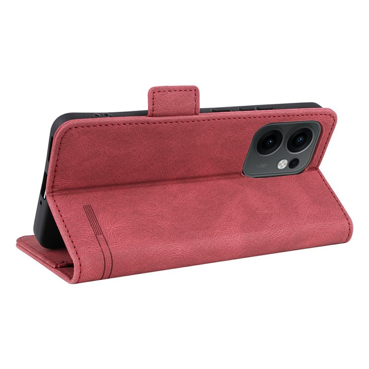 For Oppo Reno13 F 5G Case Leather Wallet Flip Phone Cover with Hardware Decor - Rose