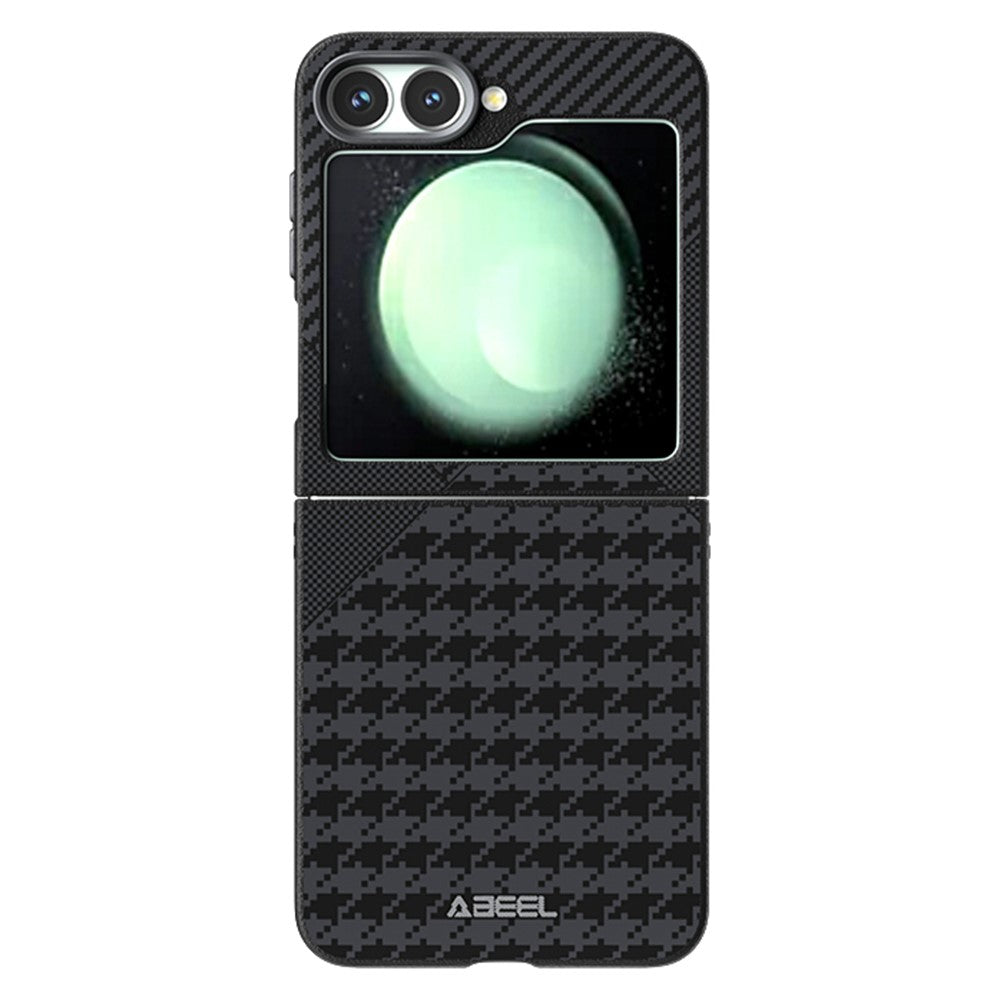 ABEEL For Samsung Galaxy Z Flip7 FE 5G / Z Flip6 5G Case Compatible with MagSafe Micro-Embossing PC TPU Aluminum Alloy Leather Phone Cover