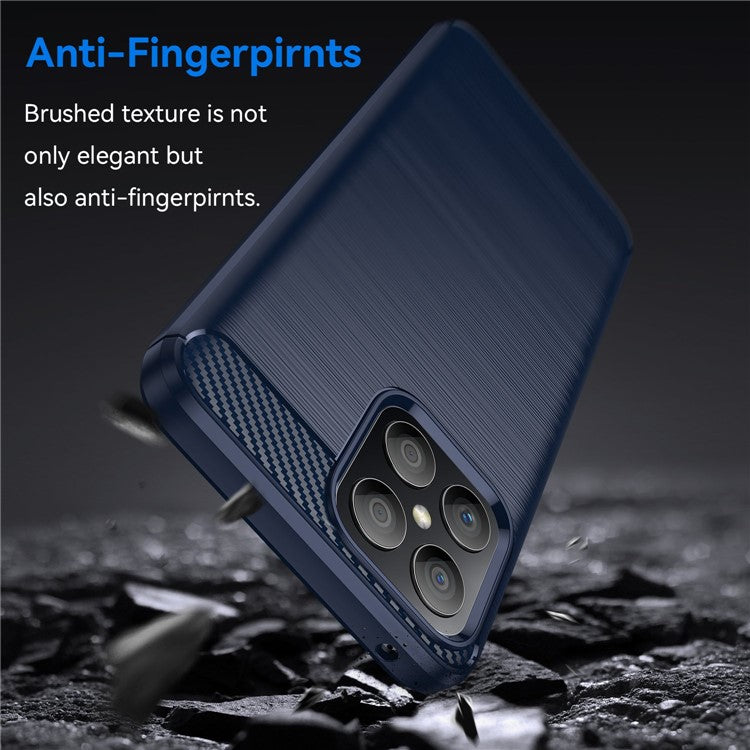 For Honor X8 4G 4G TPU Phone Case Carbon Fiber Texture Brushed Shockproof Case Wear-Resistant Phone Cover - Blue
